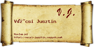 Vécsi Jusztin névjegykártya